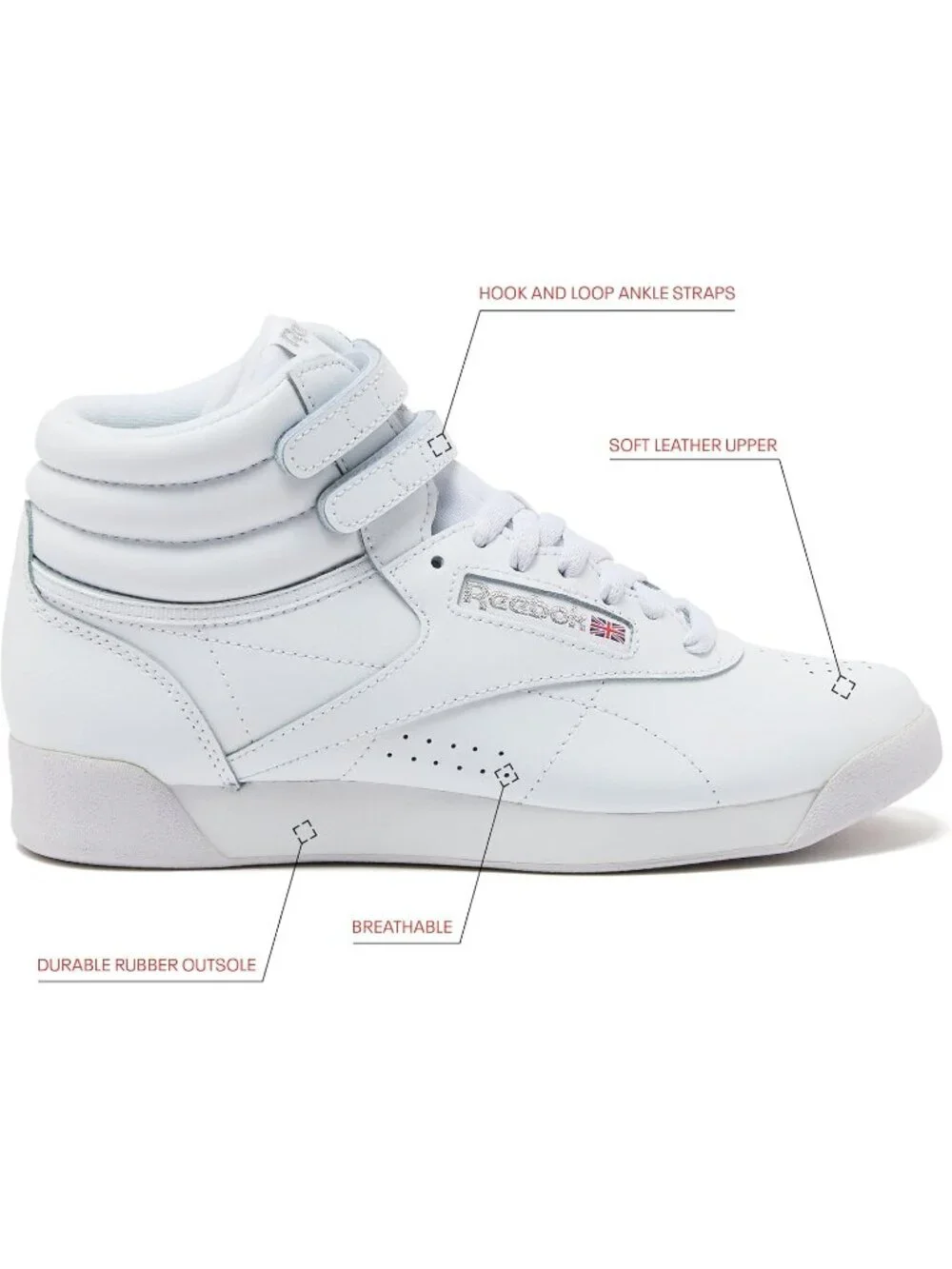 Women's White Freestyle Hi High Top Lightweight Sneakers Basketball Shoes